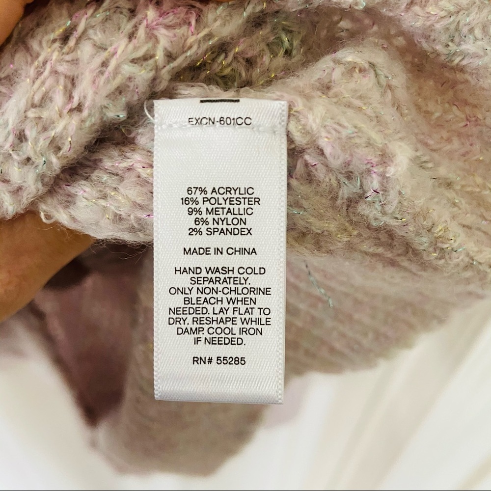NWOT EXPRESS lavender purple sparkle metallic cowl neck chunky sweater SZ M & L - Picture 7 of 9